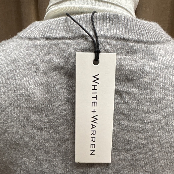 White + Warren Luxe Cashmere Cardigan-Fog Grey-NWT - Picture 4 of 5